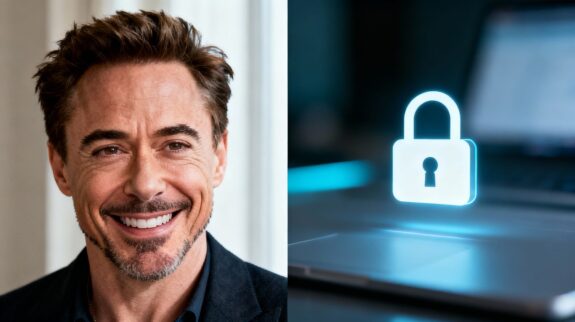 [Robert Downey Jr.] and a digital lock icon.